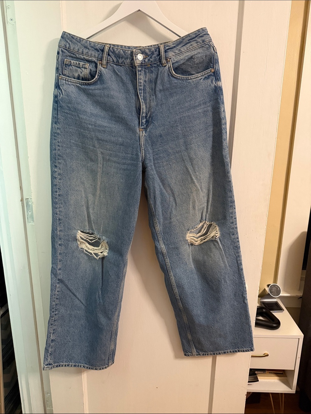 All Saints Ellie Light Blue Straight-Leg Distressed Jeans